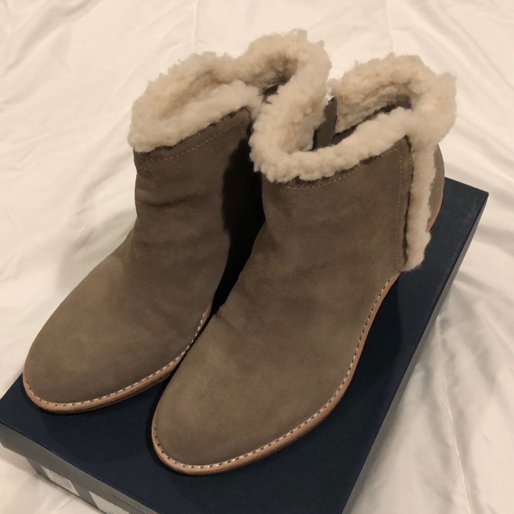 cole haan ‘michelle’ faux shearling wedge bootie